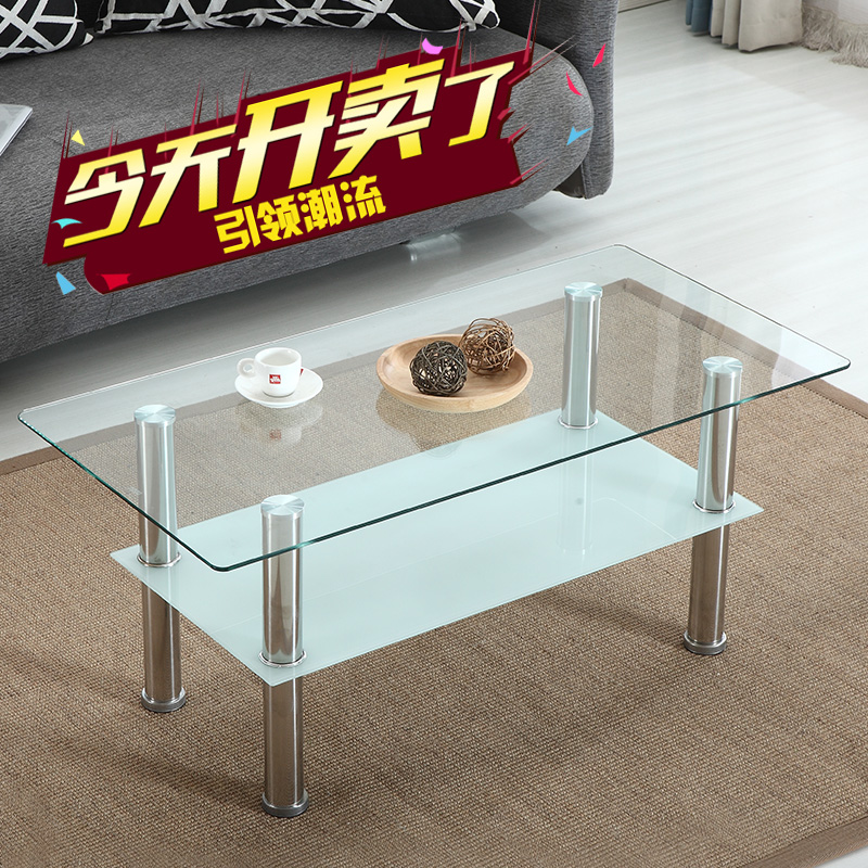Assembly Tea Desk Insulation Tea Living room Glass table rectangular tea table Steelanization 80-120cm transparent Small and medium size
