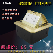 Special offer Shanghai peoples ground plug all copper waterproof damping five-hole floor socket two or three plug switch with buffer