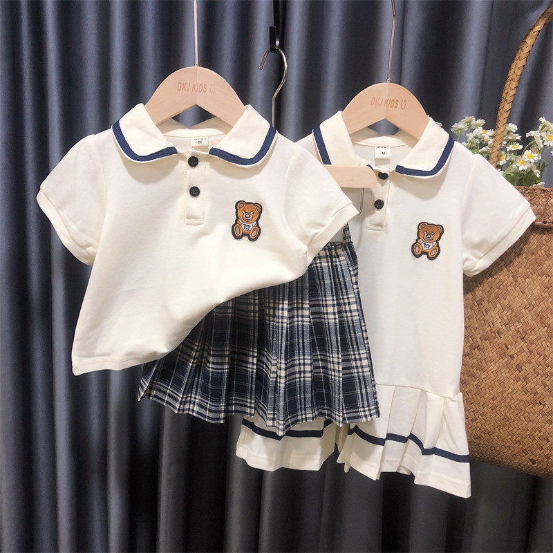 Girls' clothing fashionable suit Western style jk skirt two-piece children's girl baby summer clothes college style summer girl