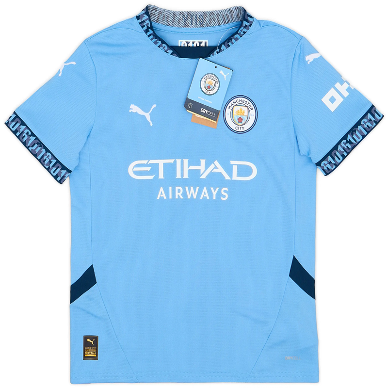 Manchester City 24/25 Home and Away Short-Sleeved Football Jersey Fan Version Big Kids Size 775078 775089