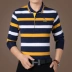 Woodpecker sọc ve áo cotton mùa xuân áo thun dài tay nam lỏng lẻo kinh doanh trung niên áo sơ mi POLO từ bi - Áo phông dài