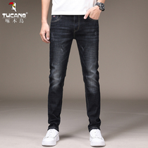 Woodpecker mens jeans 2021 New casual pants Summer slim fit Black Slim Fit Pants Tide