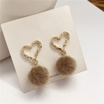 S925 Silver Needle Advanced Love Hair Ball Earrings Female French Small Fairy Temperament Simple Hair Ball Earrings A68