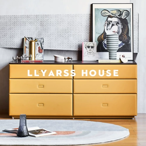 Llyarss/Bucket Cabinet/Итальянский минималистский/1,5 м/ультрафибрный кожа+лапша грецкого ореха/шесть шкафов/ZS