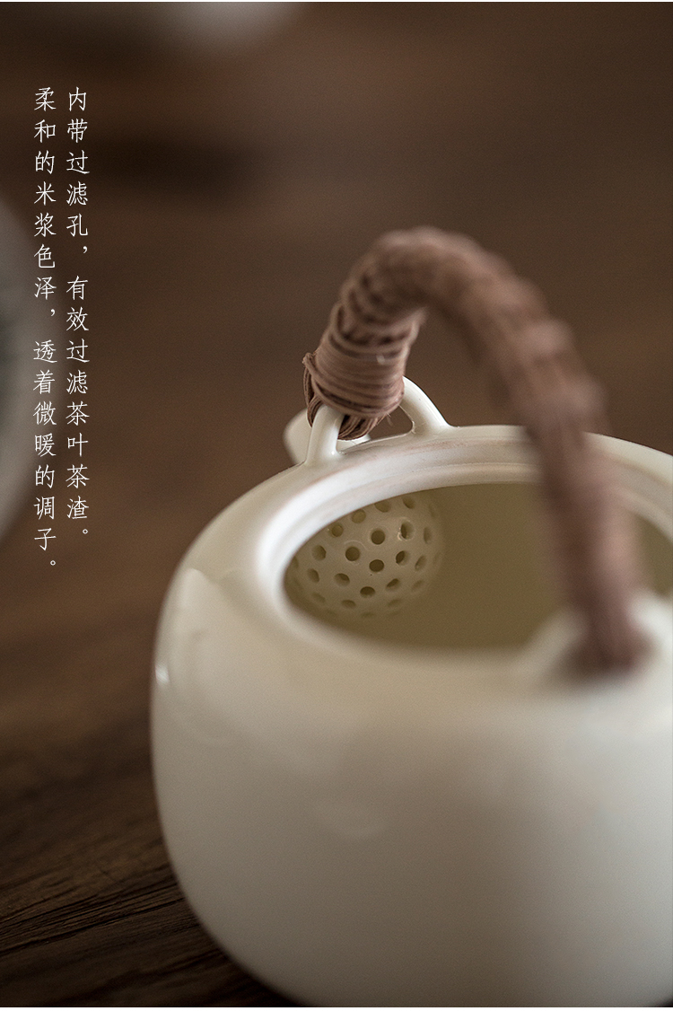 JingLan Japanese checking ceramic teapot kettle to heat the cane girder pot of kung fu tea set home outfit