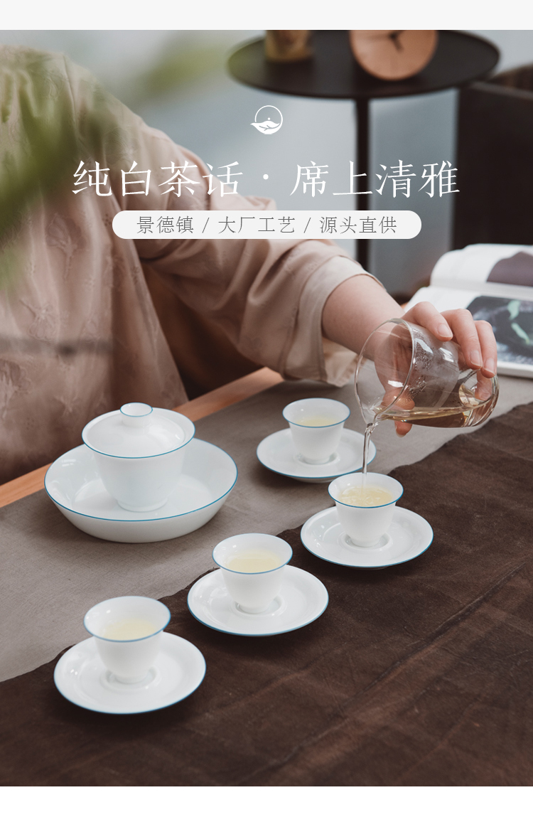 Good thing JingLan kung fu tea tea device suit only three tureen sample tea cup of jingdezhen ceramic cups difference gifts