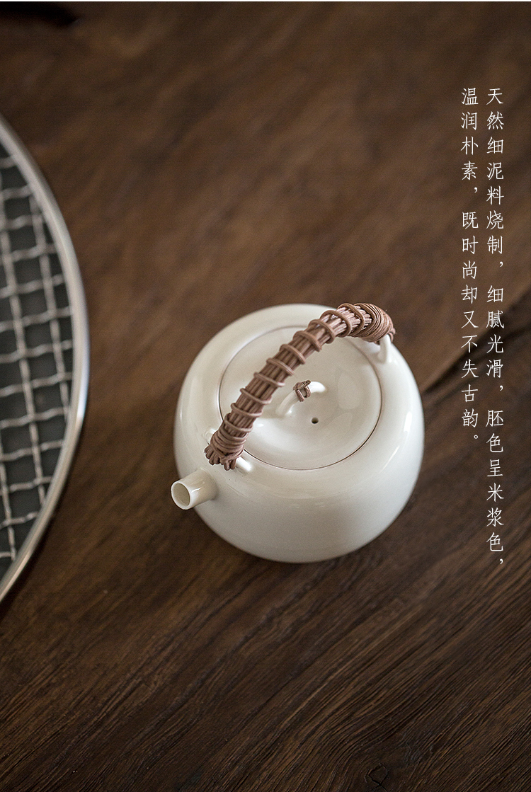 JingLan Japanese checking ceramic teapot kettle to heat the cane girder pot of kung fu tea set home outfit