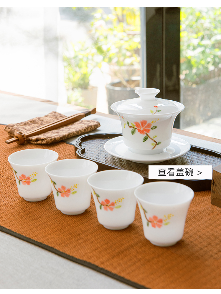 JingLan kung fu tea cups white suit household hand - made the master sample tea cup cup single jingdezhen porcelain cup