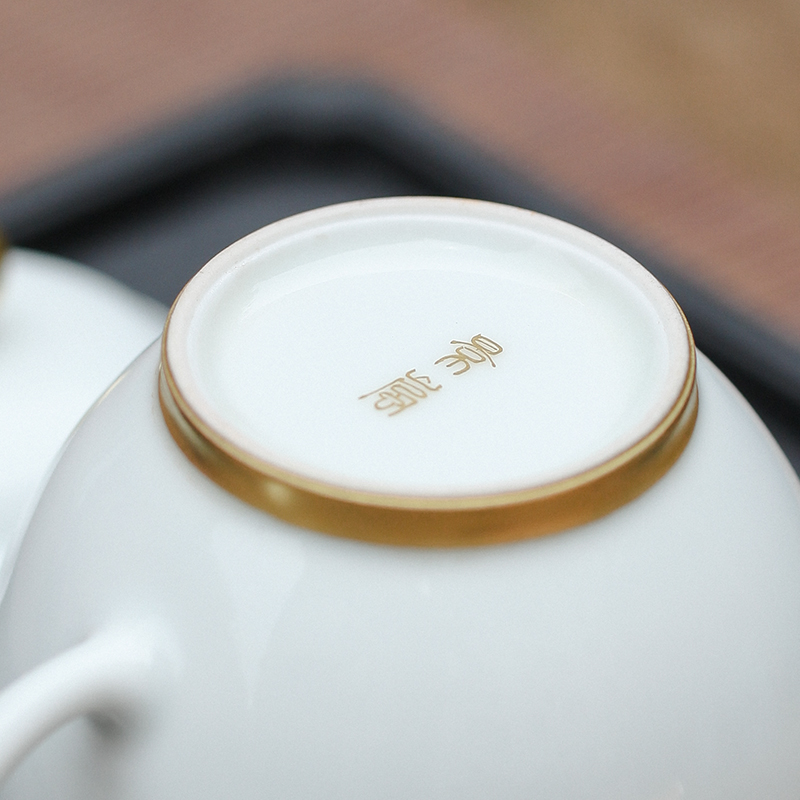 JingLan golden sweet white glazed see colour white porcelain palace tea ware ceramic teapot wind pot bearing suits for teapot tea sets