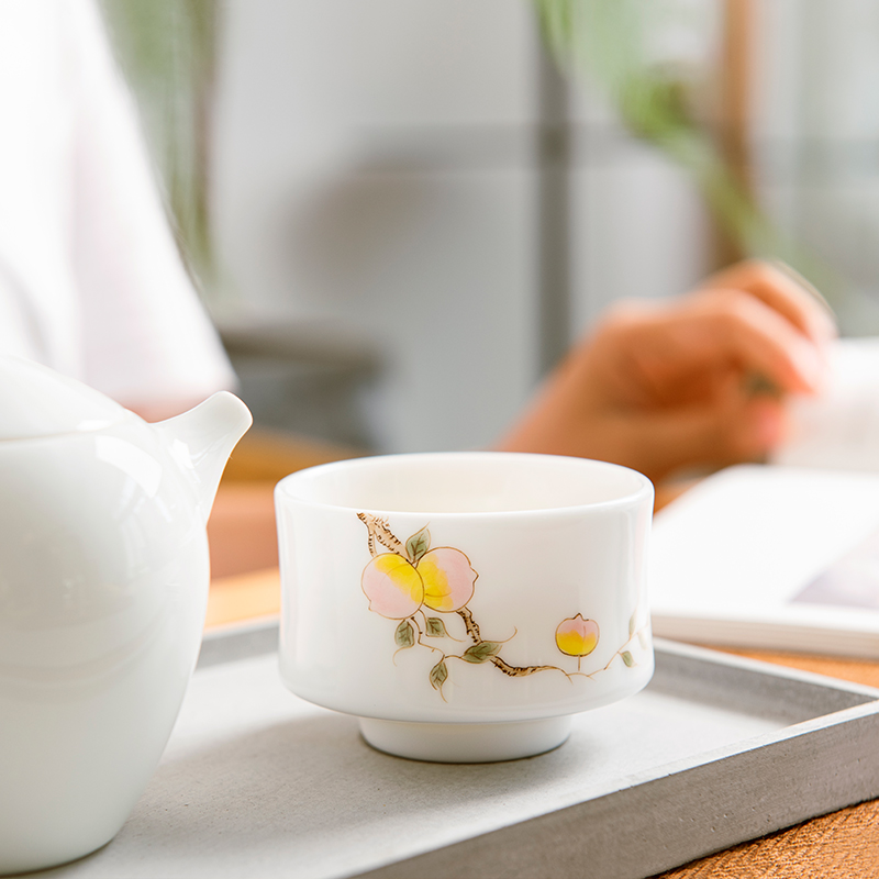 Sweet white porcelain of jingdezhen ceramics kung fu hand - made teacup thin body white porcelain master cup tea set single cup sample tea cup by hand