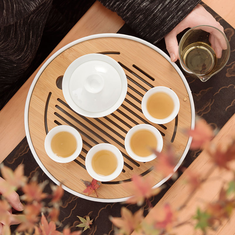 JingLanShan content I and contracted ceramic tea set suit household jingdezhen zen kung fu tea tray office"