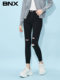 BNX2025 spring and summer new women's black slim ripped trousers pencil pants small and versatile and fashionable