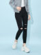 BNX2025 spring and summer new women's black slim ripped trousers pencil pants small and versatile and fashionable