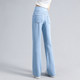 Ultra-high-waisted ice silk pants women's summer ultra-thin waist-covering belly design with a sense of drape and floor mopping wide-leg Tencel jeans