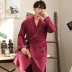 Bộ đồ ngủ nam mùa xuân và mùa thu áo ngủ dài yukata cotton áo choàng áo mùa hè phần mỏng cộng với phân bón XL bông - Night Robe đồ ngủ cặp Night Robe