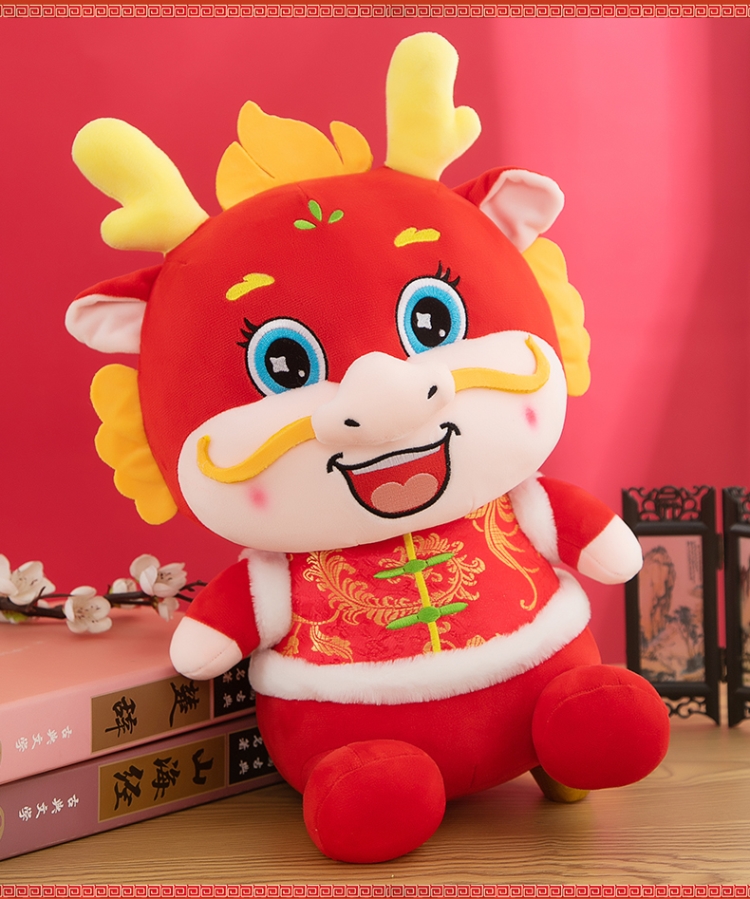 2024龙年吉祥物公仔生肖唐装龙布娃娃毛绒玩具玩偶新年活动礼物详情5