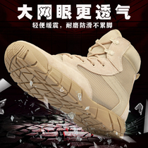 Summer Desert Boots Male Mesh Ultra Light Breathable Tooling Shoes For Outdoor Wear Resistant Mountaineering Zipper Sand Color Martin Boots