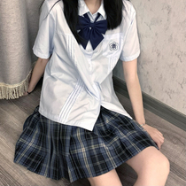 July half summer long island sea JK uniform skirt lattice skirt original genuine Xiaolanzhong shirt Japanese student school uniform class uniform