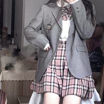 White peach incense JK uniform dress dress late night fantasy original genuine pink grid pleated skirt Japanese students short skirt women