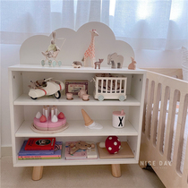Korea ins children bookshelf baby toy storage rack home finishing cabinet cloud solid wood shelf