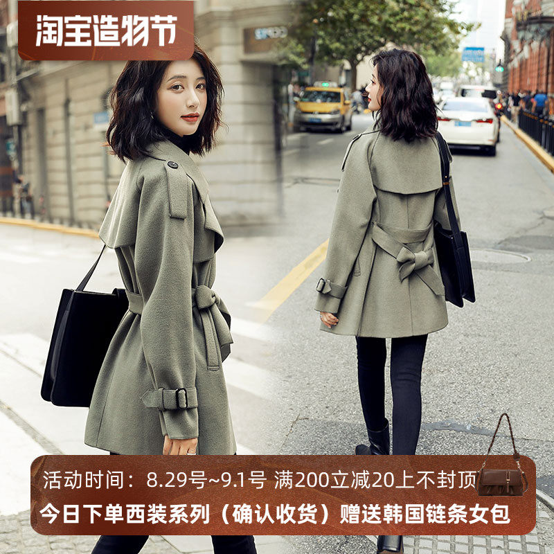 Double-sided cashmere coat women's 2021 winter new high-end mid-length version small and thin temperament woolen coat