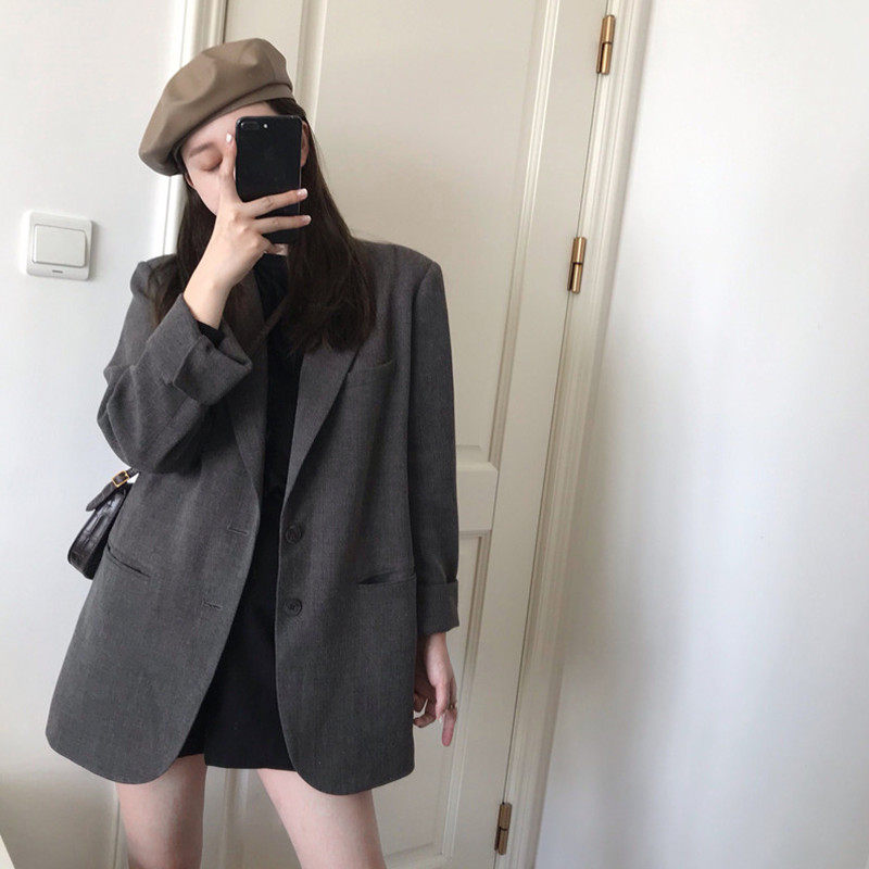 Korean fried street blazer women's 2021 spring new Korean temperament loose casual British style top suit