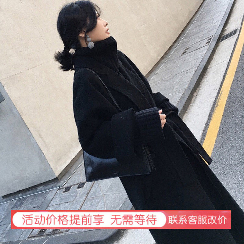 Korean handmade double-sided cashmere coat women's 2022 winter new Korean version mid-length version over the knee high-end wool coat