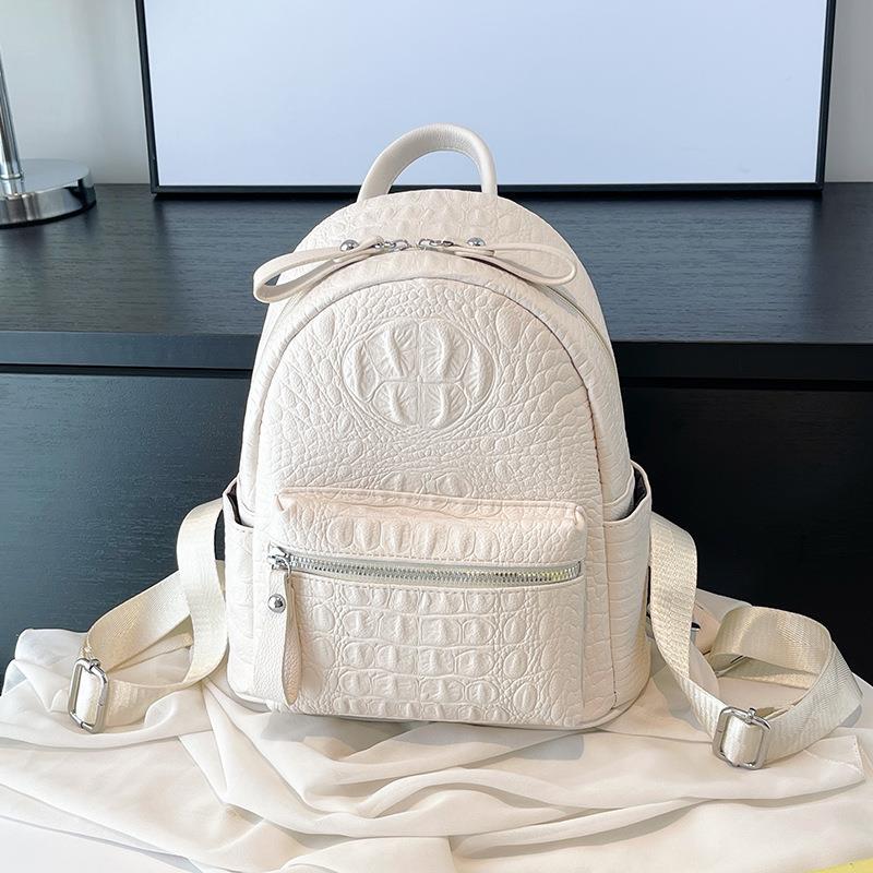 Backpack Leather Crocodile Pattern Bag for Women 2025 Summer New Student School Bag Large Capacity Work Clothing Travel Small Backpack
