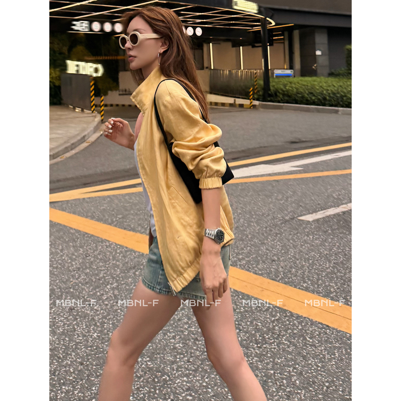 Mbnl-F Qin Lei Women's Clothing “Butter&Blush J” 100% Linen Jacket Xm-Xwt1647