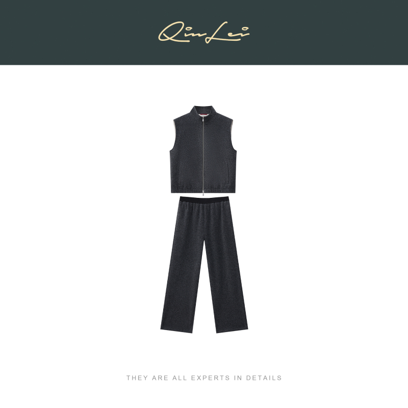 Mbnl-F Qin Lei Women's Clothing "L.P Suit" Wool Blend Casual Stand Collar Vest Suit Xy-6Zh4002
