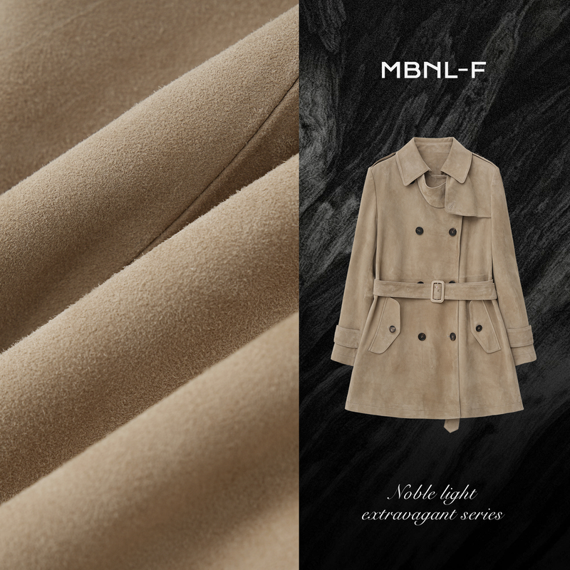 Clearance Sale Qin Lei Women's Clothing "Corner-Button Leather Trench Coat" Ultra-Fine Suede Sheepskin Trench Coat Xm-Xpy6211