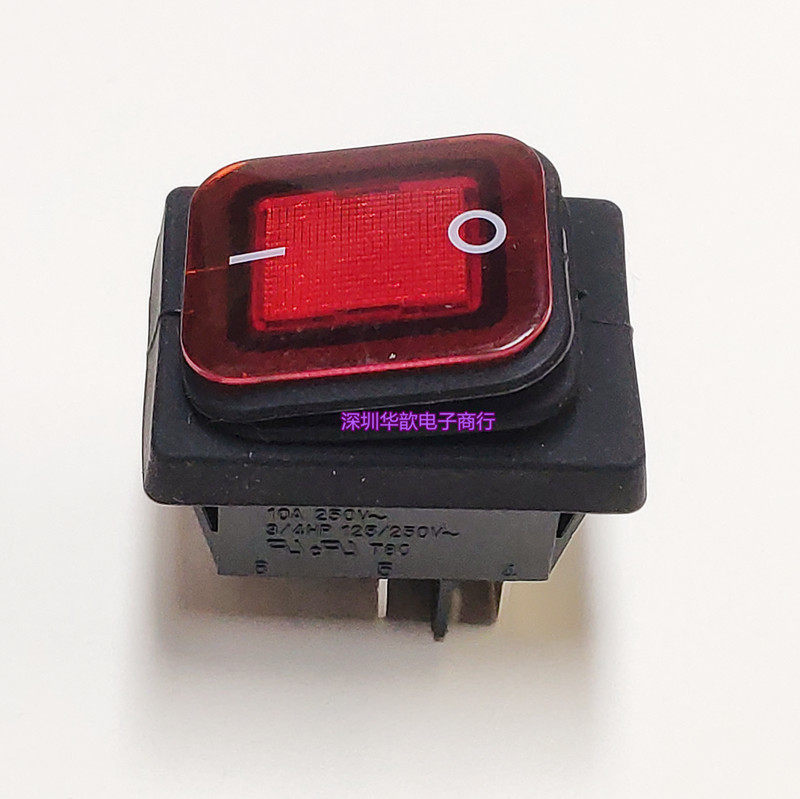 Taiwan RLEIL four-pin two-speed switch 16A with red light waterproof dustproof anti-oil rocker switch RL2(P)