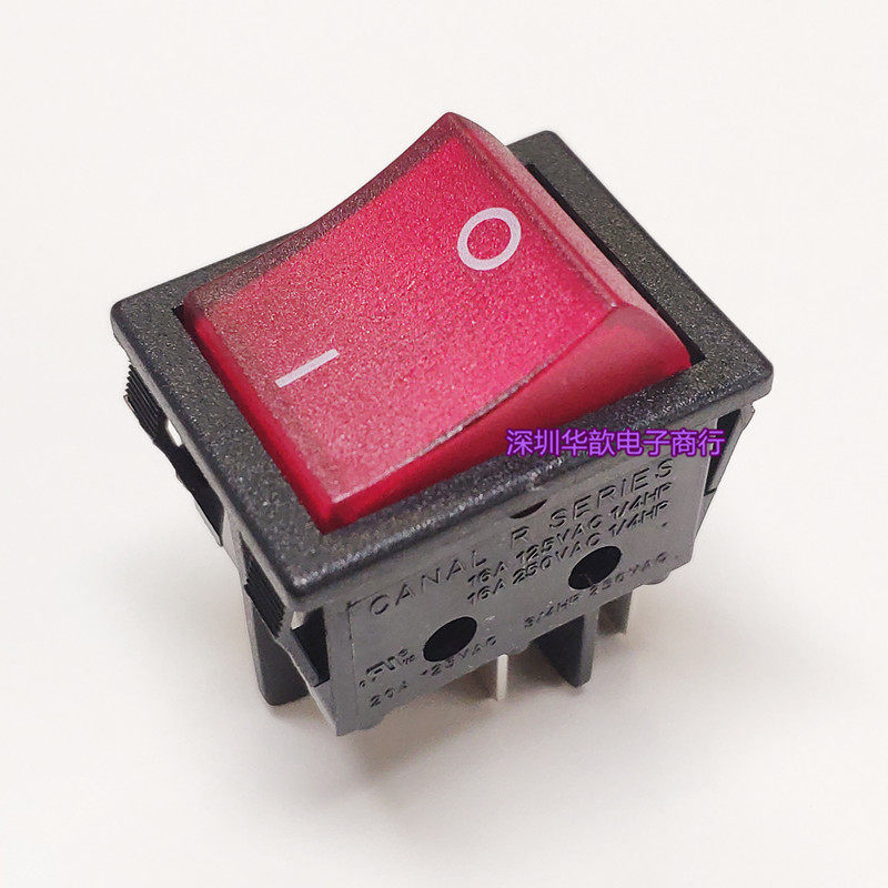 Taiwan imported CANAL original rocker switch R210-1-C5L-BR four-foot red light rocker switch