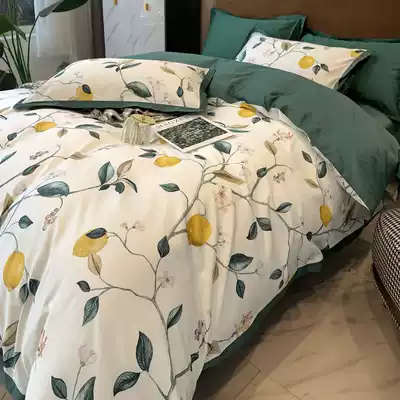 American light luxury four-piece quilt cover plant flowers 80 long staple cotton cotton cotton cotton sheets bedding quilt