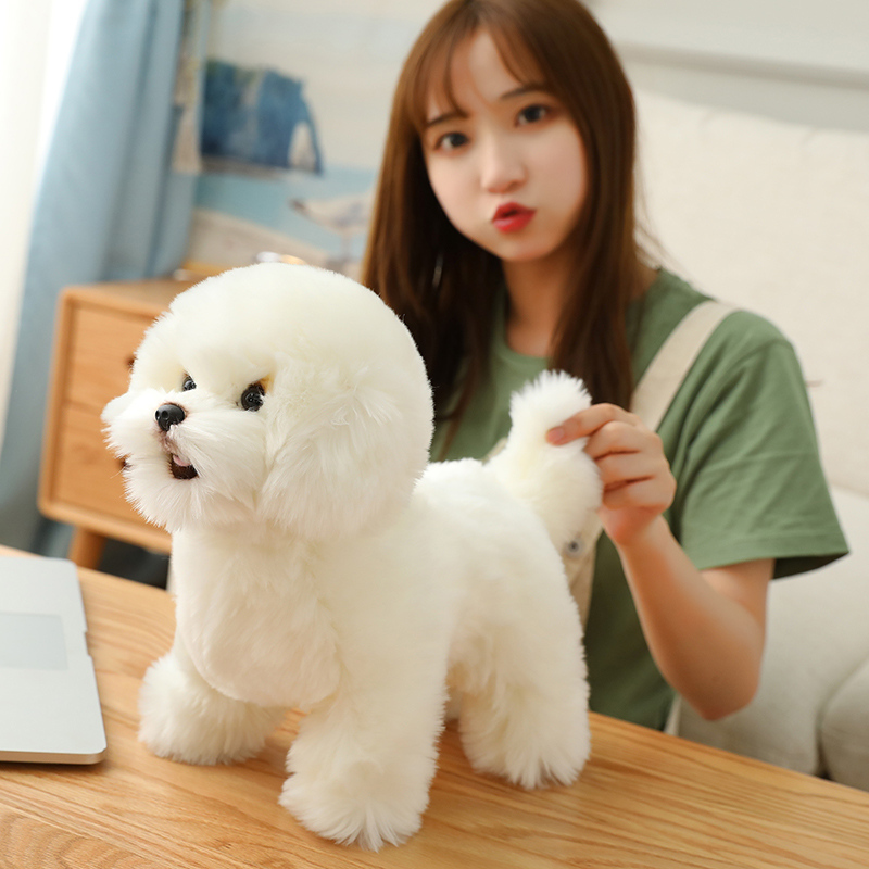 Simulated Animal Wolf, Bichon Frise, Bulldog, Pomeranian, Husky, Tibetan Mastiff Dog Plush Toy Doll, Children's Gift
