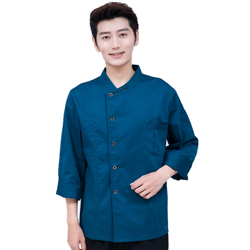 Одежда шеф -повара с длинным рукавом осень и зимняя одежда для пирога, кухонная одежда, кухонная одежда, кухонная рабочая одежда, синяя