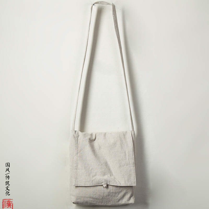 Ethnic Style Casual Shoulder Crossbody Bag, Chinese-Style Cotton and Linen Vintage Cloth Bag, Old-Fashioned Sling Bag, Unisex Artistic Style Bag