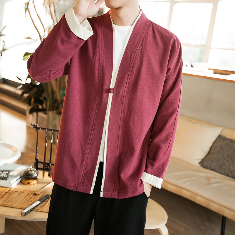 Spring and autumn Chinese style large size men's clothing Tang suit casual cardigan jacket men's jacket men's youth Hanfu jacket