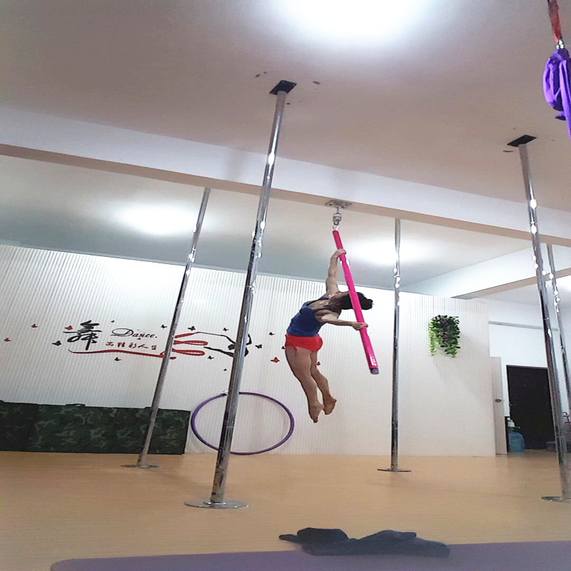 Flying pipe bar portable rotating acrobatic dance studio school indoor pole dance suspension silicone steel pipe