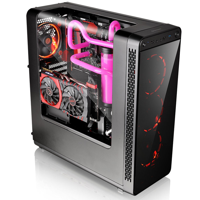 Thermaltake TT Red Alert ATX Desktop Computer Gaming Gaming Side View Main Case