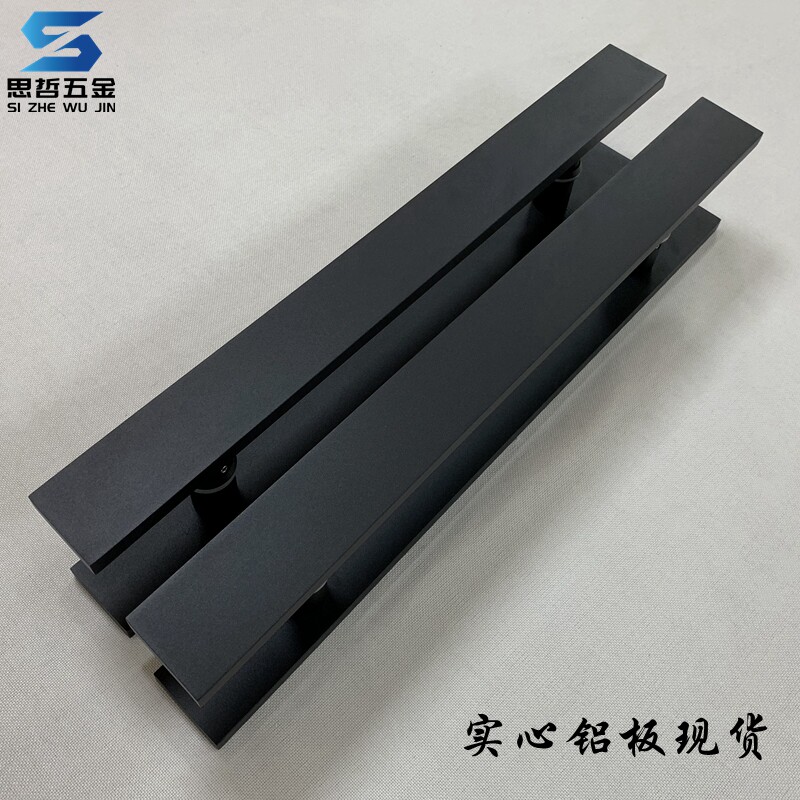 Chinese style modern ancient bronze large door handle hotel wooden door glass door handle simple square frosted black handle spot