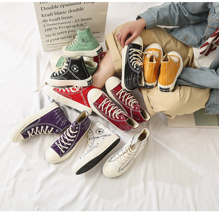 Giày vải mới 2018 nữ cao giúp sinh viên Hàn Quốc phong cách Harajuku ulzzang giày trắng hoang dã giày đế bằng giày bitis nữ