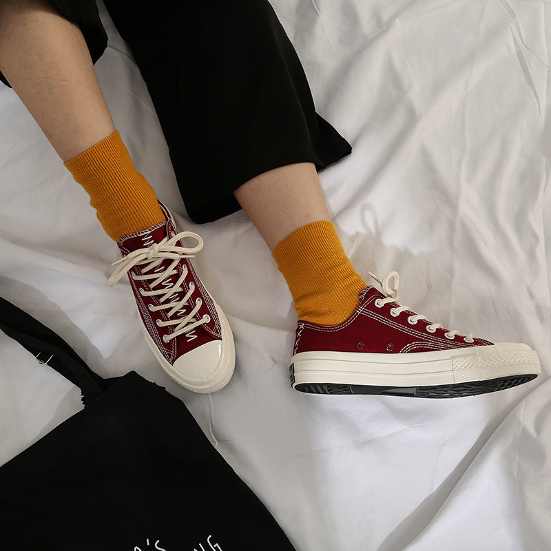 Xuân 2018 giày vải mới nữ sinh viên phiên bản Hàn Quốc hoang dã của phong cách Harajuku cao để giúp giày đế bằng đôi giày nam nữ giầy da nữ