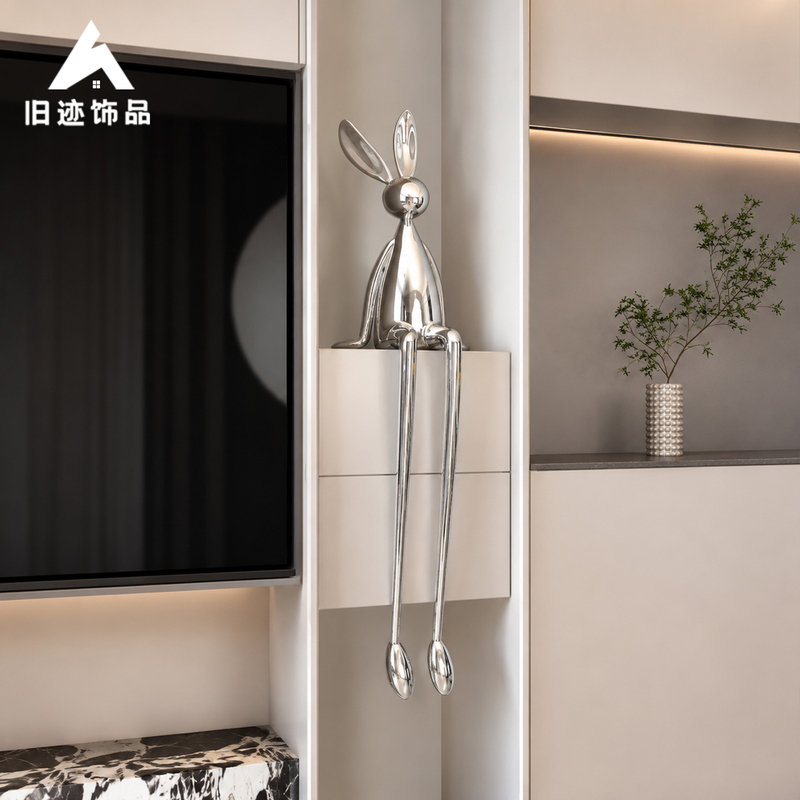 High-End Entrance Hall Decoration Abstract Seated Long-Legged Rabbit Floor Sculpture Sales Office Designer Soft Decoration High-End Entrance Hall Decoration Abstract Seated Long-Legged Rabbit Floor Sculpture Sales Office Designer Soft Decoration