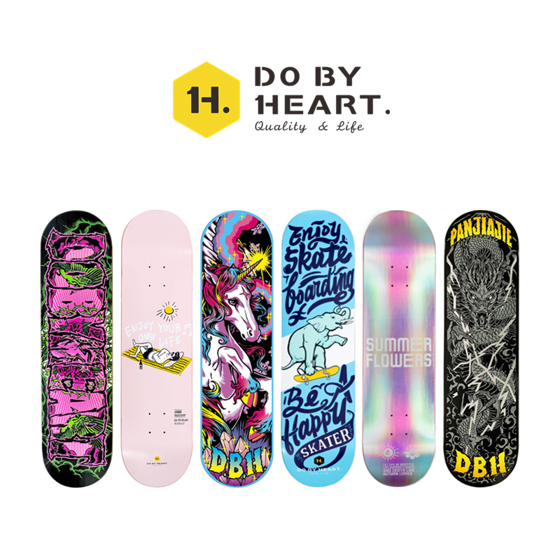 DBH plate surface shallow foot nest skateboard surface maple wood laser signature Unicorn Homemade 8 0 Teething Professional Board