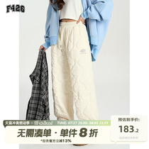 (F426 official store) Chinese trendy brand couple hip-hop autumn loose imitation lamb wool spliced ​​polar fleece cotton pants