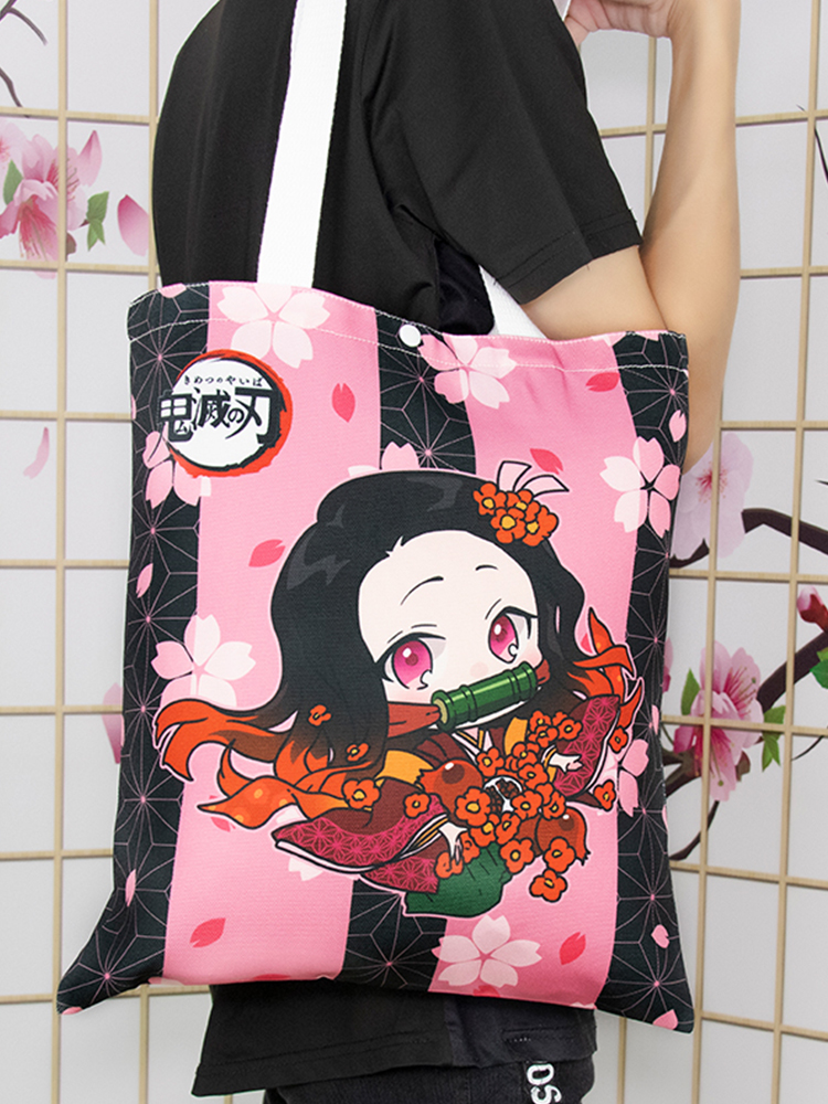 Ghost Slayer Canvas Tote Bag Charcoal Lang Bean Shanyi Anime Surrounding Shoulder Bag Student Carrying Book Shopping Bag