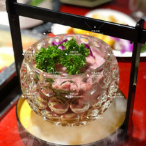 New creative hot pot restaurant tableware personality dry ice tableware hot pot glass duck sausage