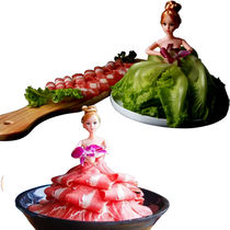 Hot Pot restaurant creative shabu mutton tableware personality fat beef mutton roll clothes Barbie features beauty Sabre plate
