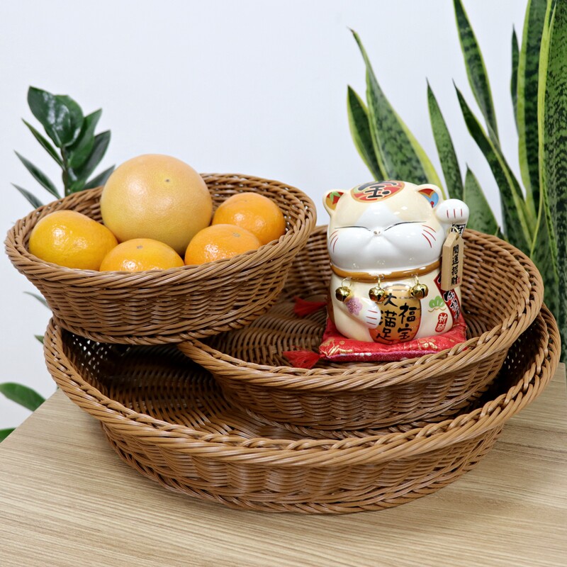 Oval rattan-like woven basket fruit basket bread basket snack storage basket snack basket plastic rattan woven storage basket